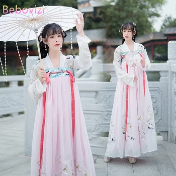2021 Biely Elegantný Víla Župan Han Dom Vyšívané Hanfu Žien Tradičné Čínske Oblečenie Hanbok Tang Šaty Cosplay Obrázok