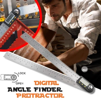 Digitálny Uhol Finder Uhlomeru 200 mm 8 cm uhol Finder Meter Plast/Nerez 360 goniometer inclinometer Digitálne protr Obrázok