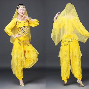 Dospelých Fáze Výkonu Indický Tanec bellydance Kostýmy Orientálny Brušný Tanec Nosiť Nohavice Multi Farby Bollywood Dance Oblek Obrázok