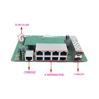 8-port 10/100/1000Mbps Č PoE 12V-48VEthernet Switch Modul Riadený Prepínač Modul s 2 Gigabit SFP Sloty gigabit switch Obrázok