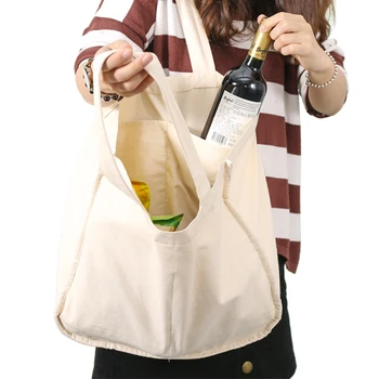 Nový veľkokapacitný Nákupní Taška pre Ženy High-Kvalitné Bavlnené Farbou Opakovane s potravinami Tote Plážové Tašky Shopper Kabelka Obrázok