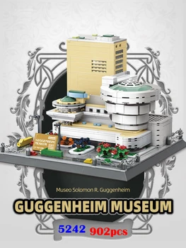 wange Model City Architektúry Guggenheimovo Múzeum Symbol Street View Stavebné Bloky Nastaviť Moc Tehly DIY Zmontované Hračky, Darčeky Obrázok