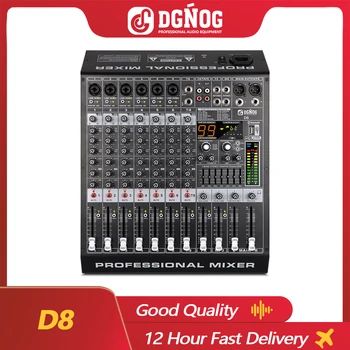 DGNOG D8 Profesionálny Audio Mixer 8 Kanálové Audio Mixer 99 DSP 48V Bluetooth USB pre DJ Mixer Fáze Nahrávacie Štúdio, Karaoke Obrázok