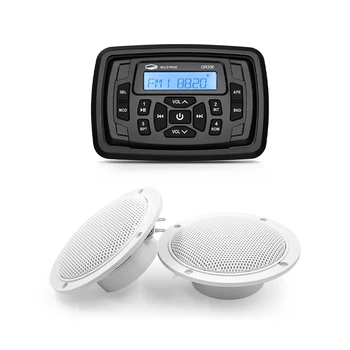 Nepremokavé Loď Stereo Systém Morských Audio Bluetooth Rádio FM, AM Prijímač Auto MP3 Prehrávač+4 palce Morských Reproduktory Pre RV ATV Yacht Obrázok