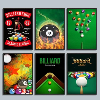 Snooker Biliard Plagáty a Vytlačí Plátno, Maľovanie na Biliard Zábava Clud Obývacia Izba Moderného Domova Bez Rámu Obrázok