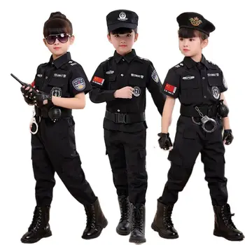 Deti Policajtov, Kostýmy Polície Policajt Cosplay Armády, Polície Jednotné Oblečenie Set Sa Boja Výkon Chlapec Vojenské Výcvikové Oblečenie Obrázok