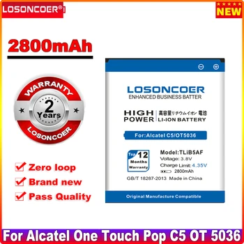 LOSONCOER 2800mAh TLiB5AF pre Alcatel One Touch Pop C5 OT5036 OT5036D SZ-5036 SZ-5036D TCL S800 S710 997D SZ-997 OT997 5037 Obrázok
