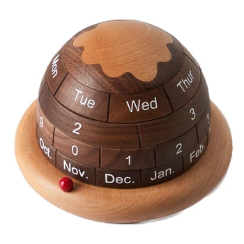 1Set Drevené Stolový Kalendár Dekor v Kancelárii Dekor Blok Kalendár Na Stôl Večné Stolový Kalendár Planéty Obrázok