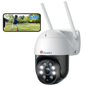 Ctronics 5MP 5 ghz WiFi IP Kamera, Vonkajšie Ľudských Detekcie Auto Tracking 30 m Farba Nočné Videnie Bezpečnostná Kamera 360 CCTV Onvif Obrázok