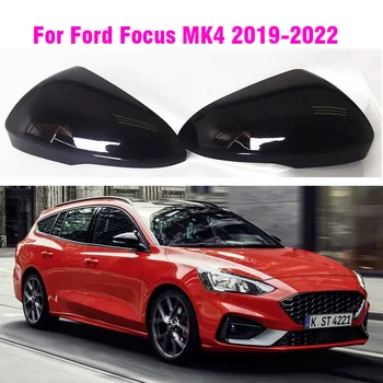 LHD Pre Ford Focus MK4 IV 2019 2020 2021 2022 Lesklý Čierny Bočné Krídlo Spätné Spätné Zrkadlo Pokrytie Čiapky Nahradenie Shell Obrázok