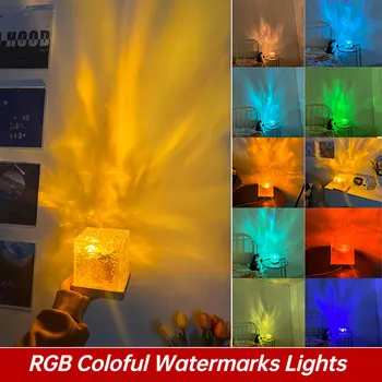 ZK30 RGB Atmosféru Nočné Svetlo Otáča Voda Vzor stolná Lampa LED Projekčnej Lampy Tvorivé Plameň Dynamické Pre spálne zariadené, pri Obrázok