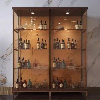 Moderné a jednoduché nehrdzavejúcej ocele, skla víno kabinet, svetlo luxusné domácnosti oblasť poschodí kabinetu SUS 304 Obrázok