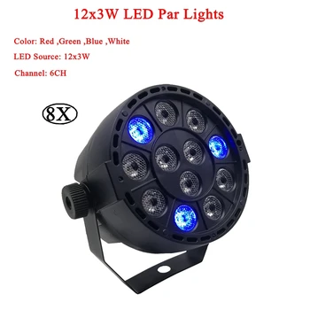 8Pcs/Veľa kvalitných 12 Led Par Fáze Svetlo LED RGBW 6 DMX Farba Široké využitie pre Klub Dj, Disco, show Domov strán Sála Pásma Obrázok