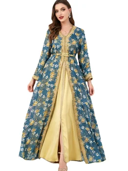 Abaya Dubaj Arabské Moslimské Oblečenie Luxusné Ramadánu Kaftan Kimono Župan Ženy Kaftane Marocain Večer Party Šaty 2023 Abayas Femme Obrázok
