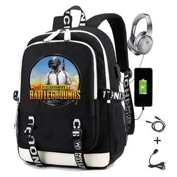 Playerunknown je Battlegrounds Tlač PUBG Mužov Batoh Usb Nabíjanie Školské Tašky Multifunkčné Nepremokavé Laptop Backpack Obrázok