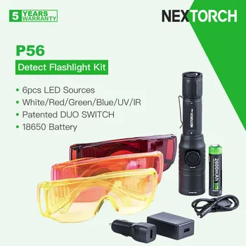 Nextorch P56 Baterka Súpravy pre Detekciu, 6pcs LED Zdroje, 18650 Batériu, Biela/Červená/Zelená/Modrá/UV/IR Osvetlenie 360° Otáčanie Prepínač Obrázok