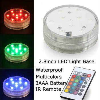 7 CM Priemer RGB Farby Ponorné Batérie Prevádzkované Mini LED Svetlo Base vo Vnútri Vázy Papier Svietidlo Osvetlenie Obrázok