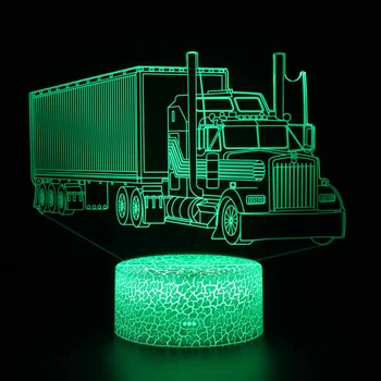Nighdn Truck 3D Ilúziu LED stolná Lampa Deti Nočné Svetlo Zábavné Spálne Dekorácie 7 Farby Akrylové Darčeky pre Dospievajúcich Chlapcov Obrázok