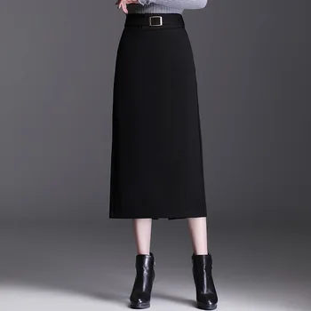 2022 Jar Jeseň Dlhé Sukne pre Ženy, Veľká Čierna Vysoký Pás aldas Largas Mujer Moda Fashion Oblečenie Jupe Vintage Saia Obrázok