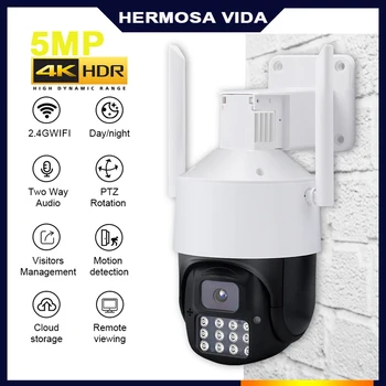 4K 8MP PTZ Wifi Bezpečnostné Kamery Vonkajšie AI Ľudských Detekcie Nočné Videnie 4x Digitálny Zoom, IP66 Bezdrôtový CCTV Kamery Obrázok