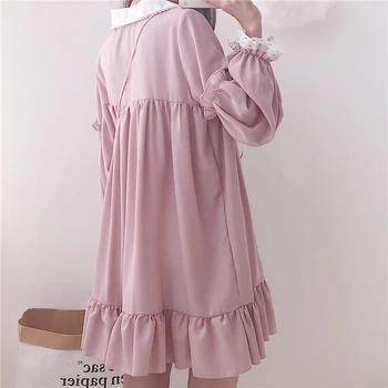 Ženy Harajuku Ružové Dámske Prehrabať Čipky Patch Kawaii Šaty Lolita Cosplay Sladké Voľné Vestidos Y2k 2023 Jeseň Zimné Šaty Obrázok