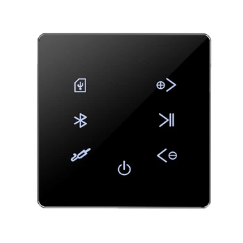 2X Bluetooth Zosilňovač V Stene, USB, SD Karta Hudba Panel Smart Home Pozadí Audio Systém Stereo Hotel Reštaurácia(Black) Obrázok