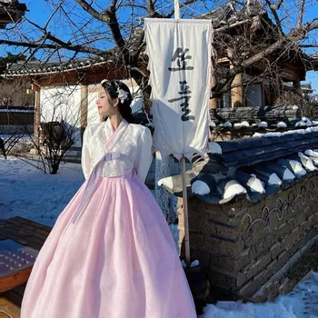 Hanbok Kórejský Tradičné Šaty 2023 Žena, Kráľovná Nový Kórejský Štýl Šaty, Oblek Fotografie Odev Ľudový Tanec Hanbok Svadobné Party Obrázok