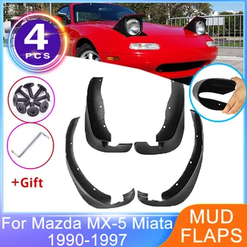 4x MudFlaps pre Mazda MX-5 Miata NA Eunos Roadster, 1990~1997 Predné Zadné Blatníky Blatník Auta Styling Príslušenstvo Kolies Protector Obrázok