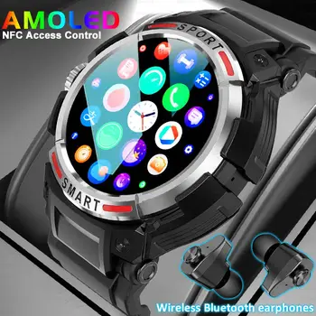 2023 NFC Smart Hodinky S Earpbuds ENC Potlačením Hluku 1.43 Palcový HD Displej Smartwatches TWS Slúchadlá Šport Náramok Pre Apple Obrázok