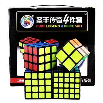 4 KS Package 3*3 Štyroch Štyrmi 5*5 Vrecká 222 Magic Cube Ensemble Paketové 4x4 Sengshou Legenda 3 x 3 Sengso Black Boy 10 Rok Darček Obrázok