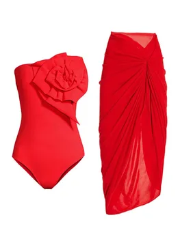 Červené Plavky Dievča Výrez jednodielne Plavky 2023 pre Ženy, Nové Dievča Pevná Červená Sexy Plavky Ženské plavky plážové oblečenie Obrázok