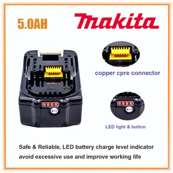 100% Originál Makita 18V 5.0 Ah Nabíjacie Náradie Batérii s LED Li-ion Výmena LXT BL1860B BL1860 BL1850 Obrázok