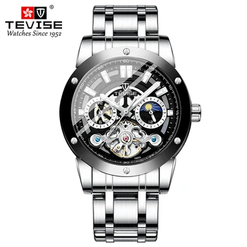 TEVISE Automatické Tourbillon Mechanické Pre Mužov Nepremokavé Svetelný obchod a Módne Náramkové hodinky z Nerezovej Ocele Obrázok