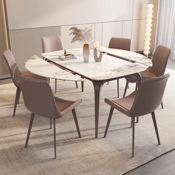 Kolo Nepremokavé Jedálenský Stôl Rozšíriteľný Luxusné Nordic Minimalistický Jedálenský Stôl Skladací Obývacia Mesa Comedor Bytový Nábytok Obrázok