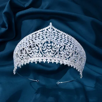 Princezná Koruny a Tiaras Klasický Dizajn, Elegantné Svadobné Svadobné Vlasy, Šperky Tiaras Korún Ženy Zirkón Corona Princesa Obrázok