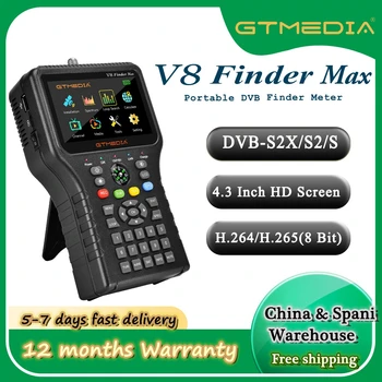 GTMEDIA V8 Finder Max Vyhľadávanie Satelitného Signálu DVB-S/S2/S2X H. 265 Satelitný Vyhľadávač 4.3 Palcový HD Displej Pre Satelitný TELEVÍZNY Prijímač Obrázok