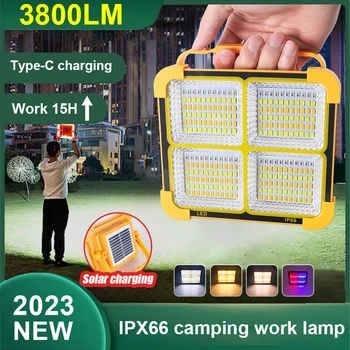 Super Jasné LED Reflektor USB Nabíjanie Lampy Prenosné Vonkajšie Slnečné Flood Light IPX66 Kempovanie Svietidlá Práce Noc Reálnej Floodlight Obrázok