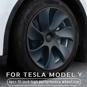 Pre Tesla Model Y 4Pcs 19 palcový Hub Spp Výkon Náhradného Kolesa Spp Automobilový Hubcap Úplné Pokrytie Príslušenstvo 2018-2023 Mod Obrázok