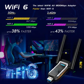 Vysoká Rýchlosť RTL8832AU AX1800Mbps WiFi Adaptér WiFi 6 USB Bezdrôtový Modul Obrázok
