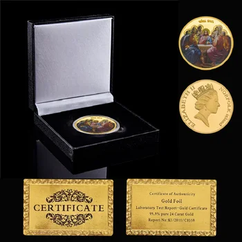 2023 Boha Ježiša Satan Posledná Večera Večera Biblie Umelec Zlaté Mince Kráľovná Alžbeta II Norfolku Medaila Kolekcia Obrázok