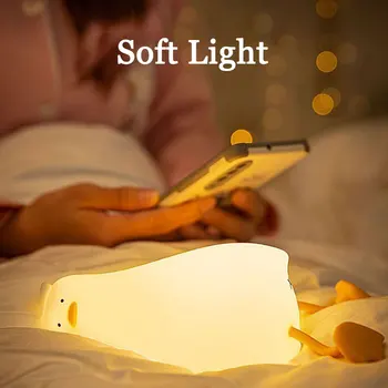 LED Silikónové Kačica Nočné Svetlo USB Dotykový Snímač stolná Lampa Karikatúra Roztomilý Detí Dieťa Darček Nočné Svetlo Domova Osvetlenie Lampa Obrázok