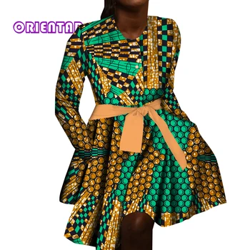 Veľkoobchod Afrike Šaty pre Ženy Afriky Vosk Tlač Šaty Dashiki Plus Veľkosť Afrike Štýl Oblečenie pre Ženy Office Šaty WY2892 Obrázok