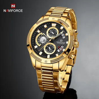 NAVIFORCE pánske náramkové hodinky z Nerezovej Ocele Luxusné Multifunkčné Veľké Dial Nepremokavé Mužský Šport, Hodiny, Hodinky Relogio Masculino Obrázok