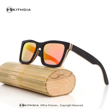 KITHDIA Klasické Drevené Okuliare Ženy S Dreveným Rámom Bambusu slnečné okuliare v Dreve Box UV400 Chrániť Polarizované Šošovky Obrázok
