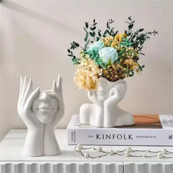 Moderné, Jednoduché Keramické Ľudskú Tvár Kvetinové Vázy Ľudských Vedúci Závodu Kvetináče Nordic Umenie Kreatívne Kvetinové Vázy Domov Obývacia Izba Dekor Obrázok