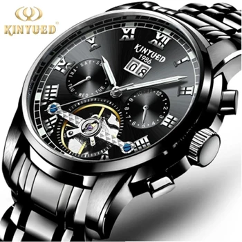 KINYUED Podnikania Muži Mechanické Náramkové hodinky Vysoko Kvalitnej Nerezovej Ocele, Remienok Svetelný Automatické Hodinky Zlaté relojes hombre 2023 Obrázok
