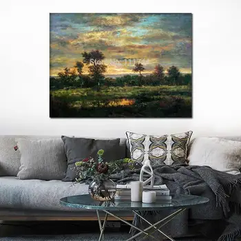 Umenie, Obrazy Olej na Plátne Rybník na Okraji Dreva o Theodore Rousseau Domova Vysoko Kvalitnej 100%Ručne Maľované Obrázok