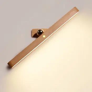 360° Otáčanie LED Nočné Svetlo Prenosné Magnetické Nástenné Svietidlo USB Nabíjanie Drevené Zrkadlo Predné Výplne Svetlo Spálňa Decor Nočná Lampa Obrázok