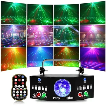 6 oči LED laser efekt parti svetlo dj LED Fáze Svetlo disco ball projektor lazer lampy, nočný klub stropné svietidlo bar na Vianoce Obrázok