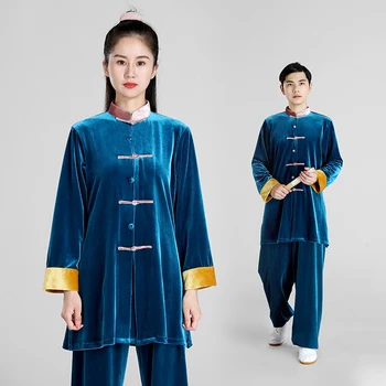 Zimné Zahustiť Tai Chi Oblečenie Žien Wushu Oblečenie Kung Fu Súťaže Oblečenie Bojové Umenie Jednotné Vrások Zadarmo 2023 Obrázok
